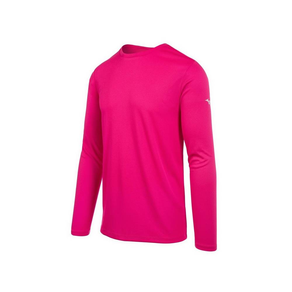 Camisetas Mizuno Long Sleeve Para Hombre Rosas 5160283-DF
